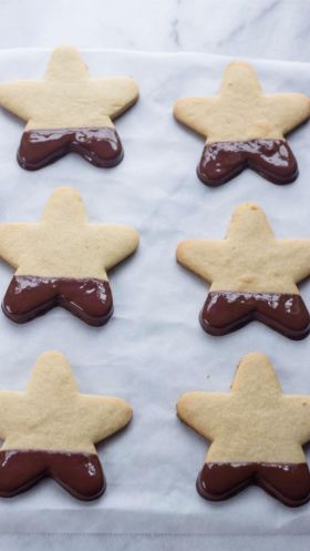 Star Shortbread Cookie Dipped in Semi-Sweet Chocolate 