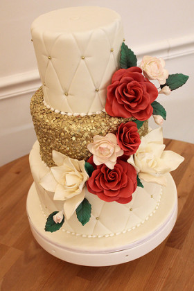 Gold Sequin Wedding Cake